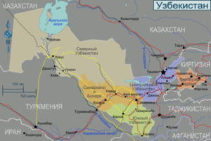 Карта Узбекистана, источник: Wikipedia, автор: Digr